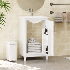 20 Inch Modern Small Bathroom Vanity Cabinet With Ceramic Basin- 20*14.5*33.3 Inches,Ample Storage,1 Soft-Close Door