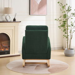27.2"W Rocking Chair for Nursery, Sherpa Glider Chair with High Back and Side Pocket, Rocking Accent Armchair with Rubber Wood Legs for Living Room/Bedroom.Green