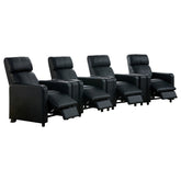 Warren Black Upholstered 4-seater Home Theater with 3 Wedge Consoles