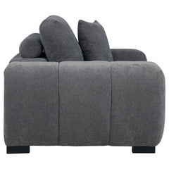 Plather Charcoal Grey Upholstered Track Arm Accent Chair