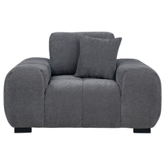 Plather Charcoal Grey Upholstered Track Arm Accent Chair