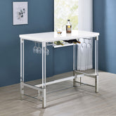 Tonneson White High Gloss 47-inch Acrylic Leg Bar Table