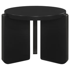 Harrison Black Round Solid Wood End Table
