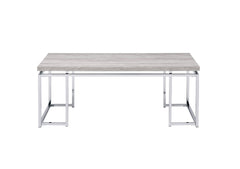 Natural Oak and Chrome Coffee Table with Metal Sled Base