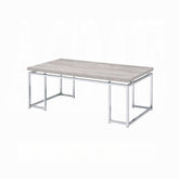 Natural Oak and Chrome Coffee Table with Metal Sled Base