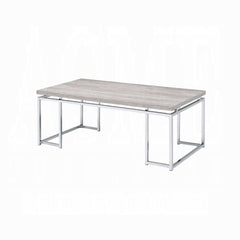 Natural Oak and Chrome Coffee Table with Metal Sled Base