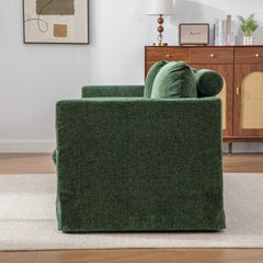 82.68" Wide Extra-large Double-seater Sofa, Chenille Upholstered, With Two Armrest Pillows And Two Backrest Pillows, Suitable For Bedrooms, Living Rooms, And Window Seating.Green