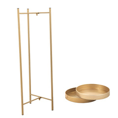 Modern Folding Metal 2-Tier Plant Stand Potted Plant Holder Shelf with 2 Round Trays Indoor Outdoor, Versatile