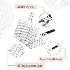 Grill Basket, Stainless Steel, Fish Grill Baskets for Outdoor Grill, Vegetable Grill Basket, BBQ Grill Basket, Fish Basket for Grilling, Grill Accessories