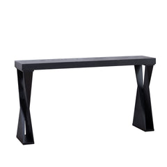 Modern Console Table – 58.3" Narrow Entryway Table, Black Manufactured Wood Sofa Table with Crossed Legs for Hallway, Living Room, or Office