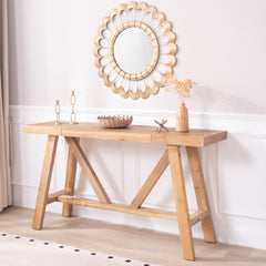 Farmhouse A- frame Wood Console Table, 58.5"