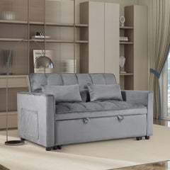 Convertible Sofa Bed,3-in-1 Pull Out Couch Bed with Reclining Backrest and Pillows,Sofa Bed Chair Full Convertible Sleeper Loveseat for Living Room, Home or Office(Light Gray)
