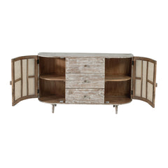 57x16x33" Tv Console With Cane Doors