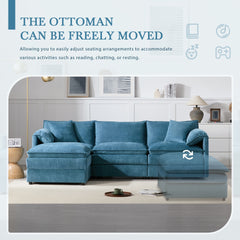 103" Chenille Modular Sectional Sofa with Deep and Wide Seat,L Shaped Cloud Couch Set with Double Cushions,4 Seat Sofa with Movable Ottoman,Oversized Indoor Furniture for Living Room&Apartment