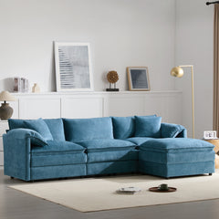 103" Chenille Modular Sectional Sofa with Deep and Wide Seat,L Shaped Cloud Couch Set with Double Cushions,4 Seat Sofa with Movable Ottoman,Oversized Indoor Furniture for Living Room&Apartment