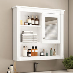 32'' Bathroom Wall Cabinet with Mirror, Wall Mounted Medicine Cabinet with 4 Shelves, Mirrored Door Over Toilet Storage Cabinet& Adjustable Shelves