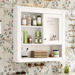 32'' Bathroom Wall Cabinet with Mirror, Wall Mounted Medicine Cabinet with 4 Shelves, Mirrored Door Over Toilet Storage Cabinet& Adjustable Shelves