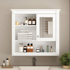 32'' Bathroom Wall Cabinet with Mirror, Wall Mounted Medicine Cabinet with 4 Shelves, Mirrored Door Over Toilet Storage Cabinet& Adjustable Shelves