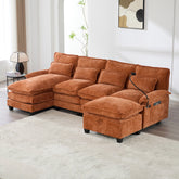 UNITED WE WIN 106" U Shape Sectional Sofa Cloud Couch for Living Room, Upholstery Comfy Modular Sofas, 4 Seat Chenille U-Shaped Sleeper Sofa with Chaise Lounge, Ottoman & Pillows