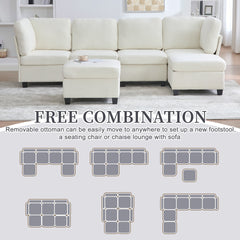 UNITED WE WIN Modular Sectional Sofa: Freely Combinable 6-Seat Convertible Sectionals with Chaise, U Shaped Oversized Sectional Couches with Storage Ottoman for Home Apartment Office