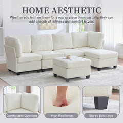 UNITED WE WIN Modular Sectional Sofa: Freely Combinable 6-Seat Convertible Sectionals with Chaise, U Shaped Oversized Sectional Couches with Storage Ottoman for Home Apartment Office