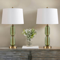 Faceted Green Glass Table Lamp Green See below