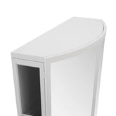 23.62" Modern Arched Glass Double-Door Wardrobe with Shatterproof Non-Glass Mirror - Double-Layer Storage, Open Shelf & Towel Rack for Entryway, Living Room, Bathroom, Dining Room (White)