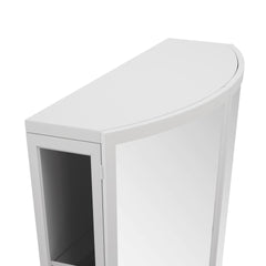 23.62" Modern Arched Glass Double-Door Wardrobe with Shatterproof Non-Glass Mirror - Double-Layer Storage, Open Shelf & Towel Rack for Entryway, Living Room, Bathroom, Dining Room (White)