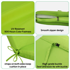 2PCS Set Outdoor Lounge Chair Cushion Replacement Patio Funiture Seat Cushion Chaise Lounge Cushion with pillow -apple green