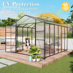 Newly marketed Gain height windproofaluminum greenhouse 10x12 FT Polycarbonate Greenhouse Raised Base and Anchor Aluminum Heavy Duty Walk-in Greenhouses for Outdoor Backyard in All Season