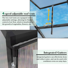 Newly marketed Gain height windproofaluminum greenhouse 10x12 FT Polycarbonate Greenhouse Raised Base and Anchor Aluminum Heavy Duty Walk-in Greenhouses for Outdoor Backyard in All Season
