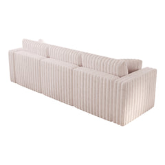 106.3" Soft Modular 3-person Sofa - Highly Comfortable & Distinctive Design. Ideal for Bedroom & Living Room. Light Pink. Modern & Plush Furniture Choice.