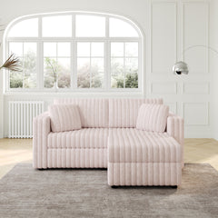 75.6"Soft Modular 2-person Sofa with Hydraulic Lift. Highly Comfortable & Stylish. Matches 30.7" Ottoman. Ideal for Bedroom & Living Room. Light Pink