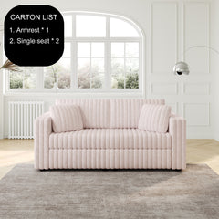75.6" Soft Modular 2-person Sofa - Highly Comfortable with Distinctive Design. Perfect for Bedroom & Living Room.Light Pink. Modern & Plush Furniture Choice.