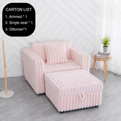 44.9"Soft Modular Sofa Single - Very Comfortable & Stylish. Matches 30.7" Ottoman with Hydraulic Lift. Ideal for Bedroom & Living Room, Light Pink