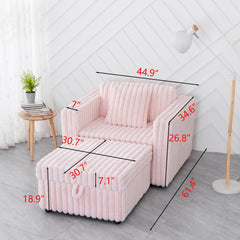 44.9"Soft Modular Sofa Single - Very Comfortable & Stylish. Matches 30.7" Ottoman with Hydraulic Lift. Ideal for Bedroom & Living Room, Light Pink