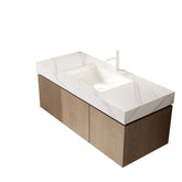 MURI 48" Bathroom Vanity&Sink, Floating Plywood Storage Cabinet with Drawer&Doors, Carrara White Sintered Stone Top&Ceramic Basin with 1 Pre-drilled Faucet Hole, Pre-assembled, Heidelberg Woodgrain