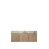 MURI 48" Bathroom Vanity&Sink, Floating Plywood Storage Cabinet with Drawer&Doors, Light Gray Sintered Stone Top&Ceramic Basin with 1 Pre-drilled Faucet Hole, Pre-assembled, Heidelberg Woodgrain Color