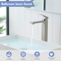 Brushed Nickel Bathroom Faucet With Pop Up Drain, Brushed Faucet for Bathroom Sink, Single Hole Bathroom Faucet Modern Single Handle Vanity Basin Faucet
