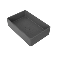 19.68'' Concrete Vessel Rectangular Modern Dark Gray with Patterns Bathroom Sink