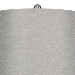Ashland 27" Contemporary Metal Table Lamp in Brushed Nickel with Grey Textured Linen and Brushed Nickel Laser Cut Shade from Grandview Gallery by LumiSource - Set of 2