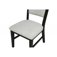Contemporary Dining Chair Set of 2, Polyester Fabric Kitchen Side Chair Wood Frame Curved Back Design, Black/Gray