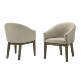 2 Piece Upholstered Dining Chair, Wood Kitchen Dining Room Armchair Set, Weather Grey