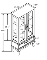 Lighted Curio Cabinet - Elegant Glass Display Cabinet with Adjustable Shelves, 2 Doors, and 1 Drawer - Wine Storage Sideboard with Included Bulb - Light Oak Finish