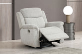 Contemporary Style Manual Glider Recliner Padded Track Arms Light Gray Finish Primary Living Room