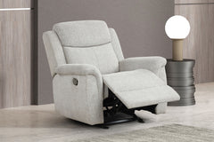 Contemporary Style Manual Glider Recliner Padded Track Arms Light Gray Finish Primary Living Room