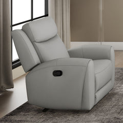 Contour Arms Manual Recliner Transitional Style Light Gray Finish High Density Foam Wide Seat Primary Living Room