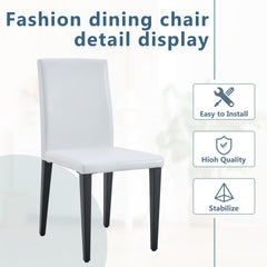 White PU Dining Chairs: 35.4" High, 18.5" Ergonomic Backrest, 17"×16" Sponge Seat, Perfect for Dining Room, Home Office & Living Space, Stylish & Comfortable.Black Metal Leg.