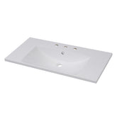 36''x18'' Bathroom Sink with Three Holes (8" Centerset), Resin Bathroom Vanity Sink Top with Overflow, Drop in Bathroom Vessel Sink Rectangle Ideal for Small Spaces, White