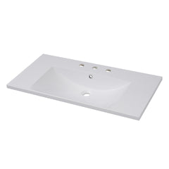 36''x18'' Bathroom Sink with Three Holes (8" Centerset), Resin Bathroom Vanity Sink Top with Overflow, Drop in Bathroom Vessel Sink Rectangle Ideal for Small Spaces, White